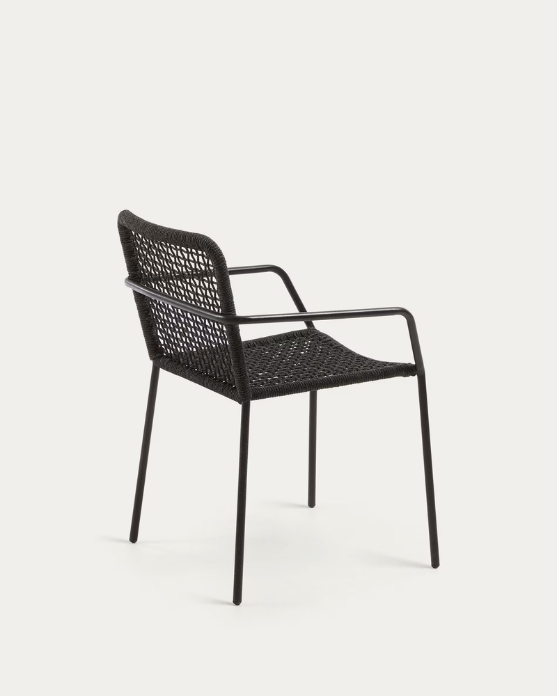 ELLEN Stackable chair in black cord with galvanised steel