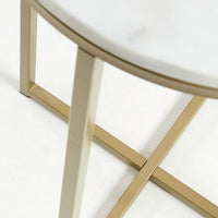 SHEFFIELD side table in white marble and golden steel legs Ø 43 cm