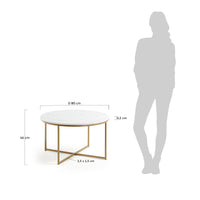 SHEFFIELD coffee table in white marble and golden steel legs Ø 80 cm