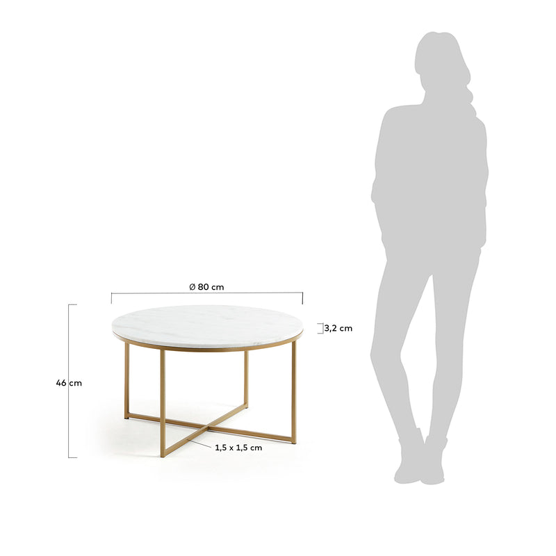 SHEFFIELD stolić za kavu u bijelom mramoru i zlatnim čeličnim nogama Ø 80 cm