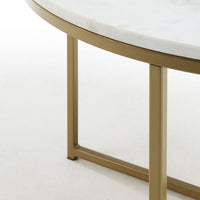 SHEFFIELD coffee table in white marble and golden steel legs Ø 80 cm