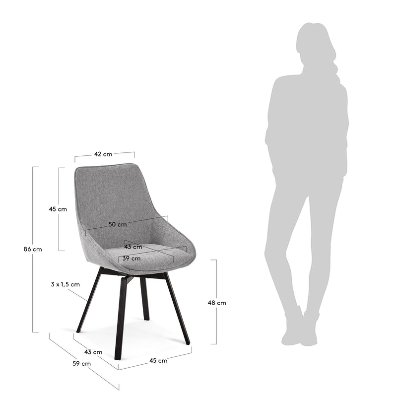 JENNA Light grey swivel chair