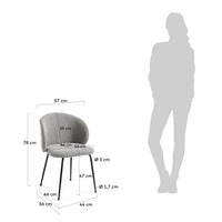 MINNA Light grey chair with steel legs with black finish