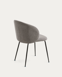 MINNA Light grey chair with steel legs with black finish