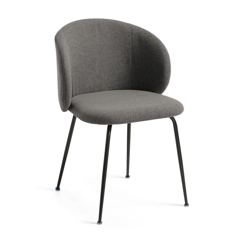 MINNA Dark grey chair with steel legs with black finish