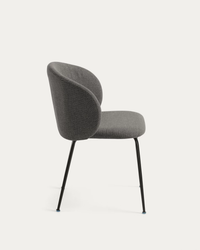 MINNA Dark grey chair with steel legs with black finish