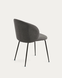 MINNA Dark grey chair with steel legs with black finish