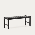 CALIXTA klupa od kože i punog mahagonija s crnom završnom obradom 120 cm