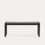 CALIXTA klupa od kože i punog mahagonija s crnom završnom obradom 120 cm