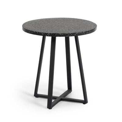 TELLA Round table terrazzo black and steel legs Ø 70 cm