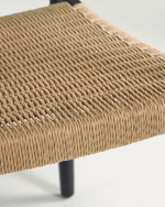 NINA stackable chair in solid acacia wood with black finish and beige paper rope seat