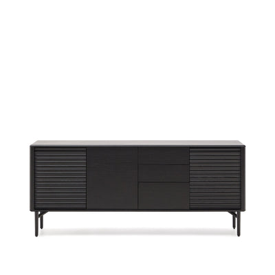 LENON Sideboard 3 doors and 3 drawers solid wood and black oak veneer