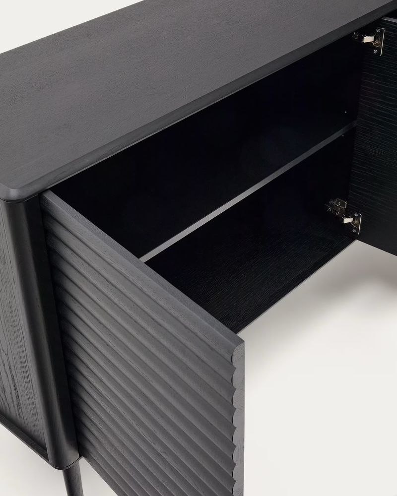 LENON Sideboard 3 doors and 3 drawers solid wood and black oak veneer