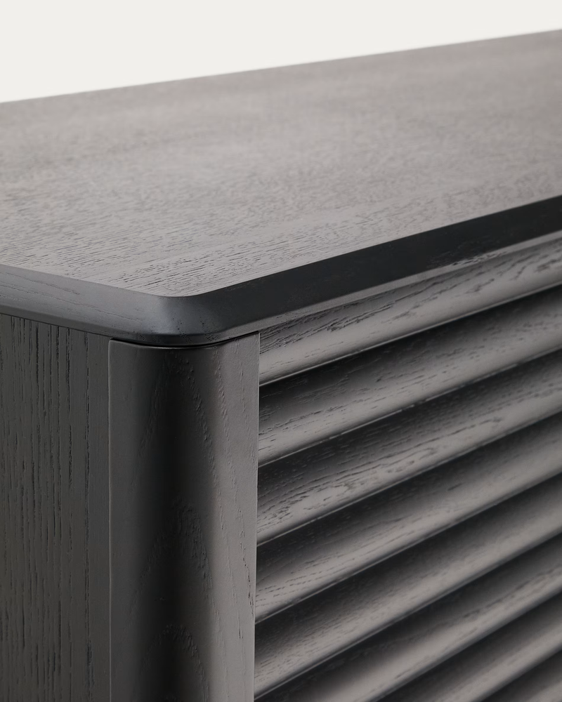 LENON Sideboard 3 doors and 3 drawers solid wood and black oak veneer