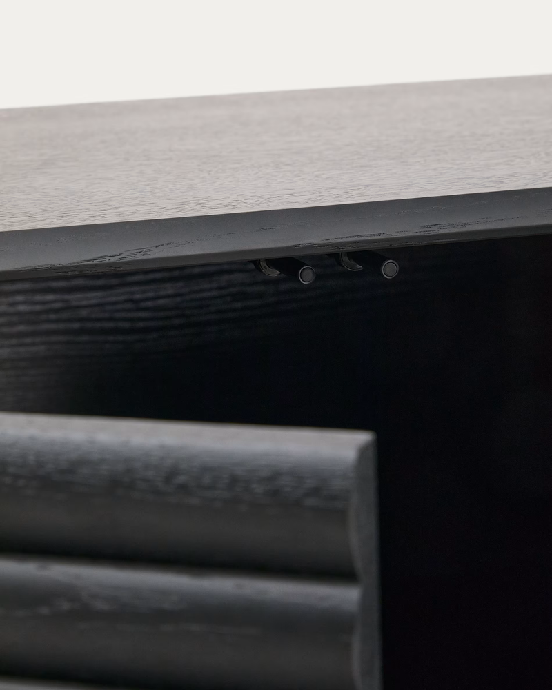 LENON Sideboard 3 doors and 3 drawers solid wood and black oak veneer