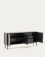 LENON Sideboard 3 doors and 3 drawers solid wood and black oak veneer