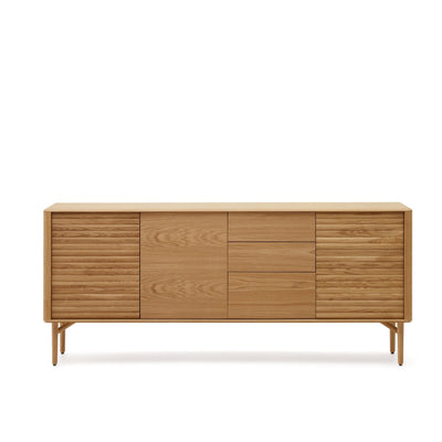 LENON Oak wood and veneer sideboard with 3 doors & 3 drawers