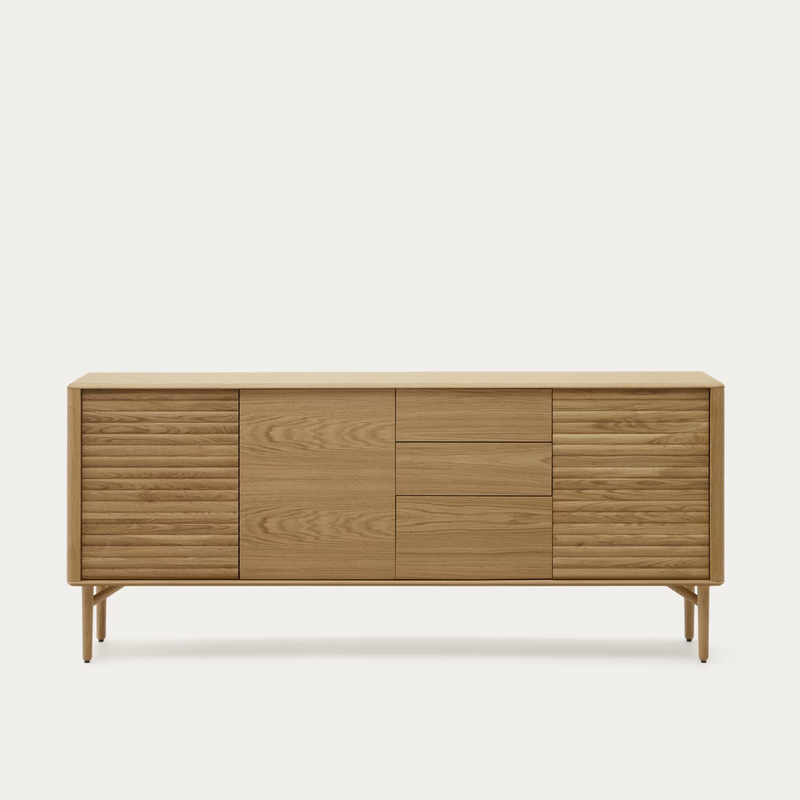 LENON Oak wood and veneer sideboard with 3 doors & 3 drawers