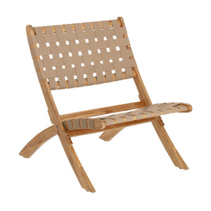 CHABELI acacia wood folding chair in acacia wood and beige cord
