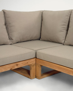 FLAVIINA 5 seater solid acacia wood corner sofa set with table