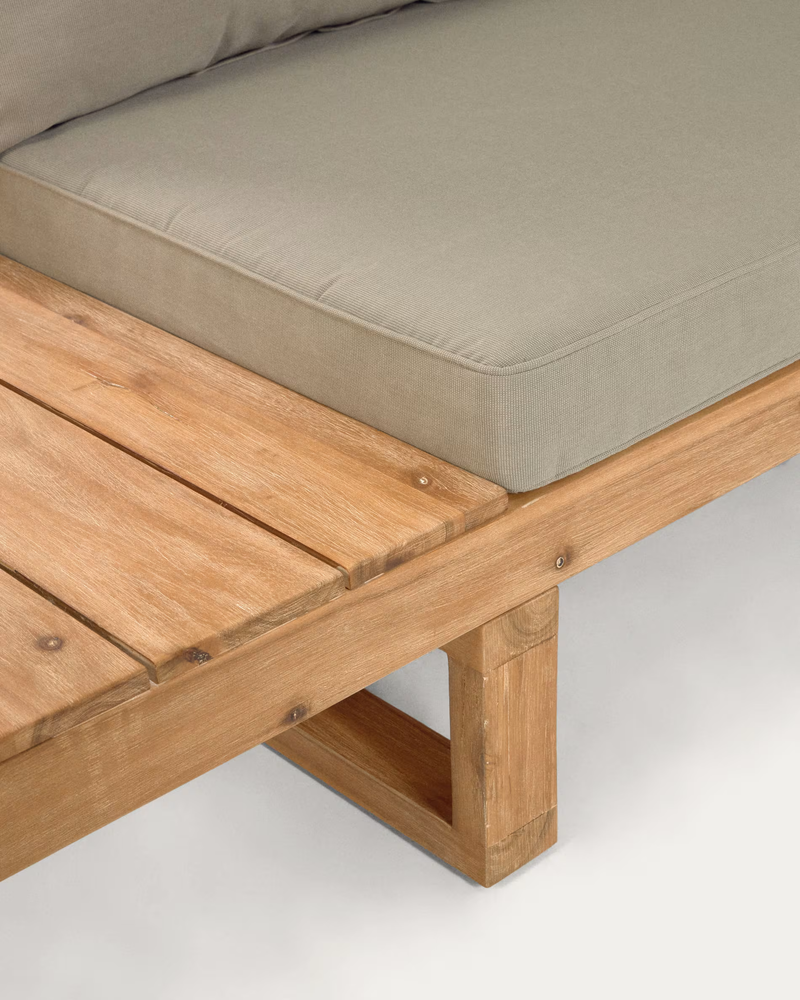 FLAVIINA 5 seater solid acacia wood corner sofa set with table