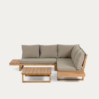 FLAVIINA 5 seater solid acacia wood corner sofa set with table