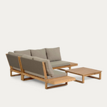 FLAVIINA 5 seater solid acacia wood corner sofa set with table