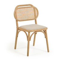 DORIANE solid oak chair with natural finish and upholstered seat