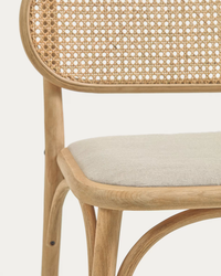 DORIANE solid oak chair with natural finish and upholstered seat