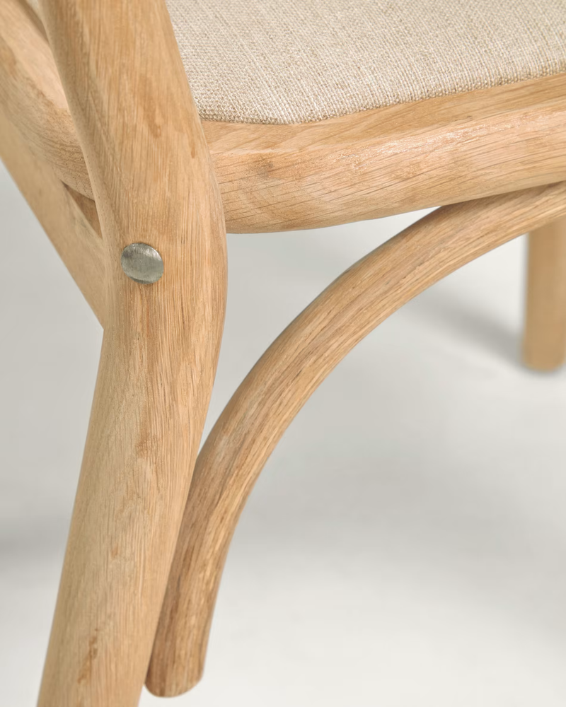 DORIANE solid oak chair with natural finish and upholstered seat