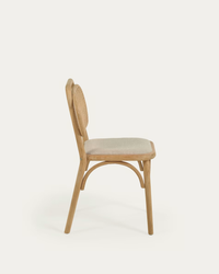 DORIANE solid oak chair with natural finish and upholstered seat