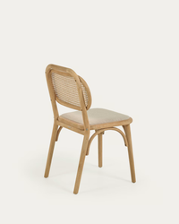 DORIANE solid oak chair with natural finish and upholstered seat