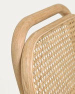 DORIANE Visoka stolica od punog hrasta s prirodnom završnom obradom i tapeciranim sjedalom