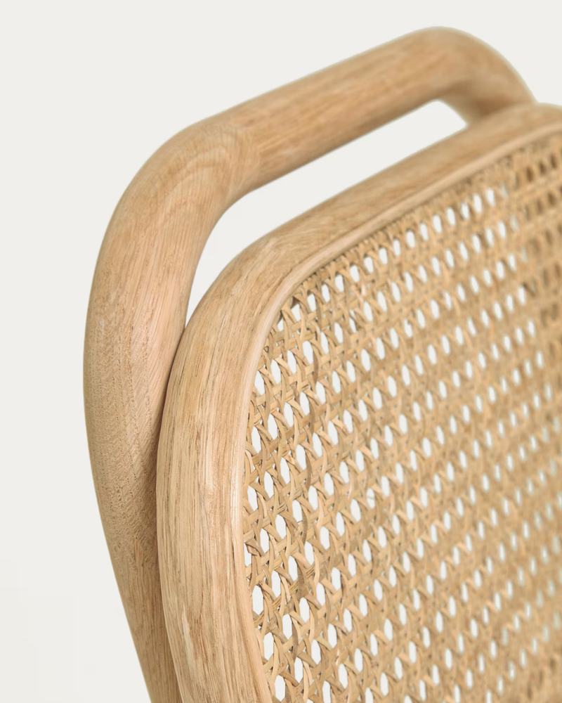 DORIANE Visoka stolica od punog hrasta s prirodnom završnom obradom i tapeciranim sjedalom