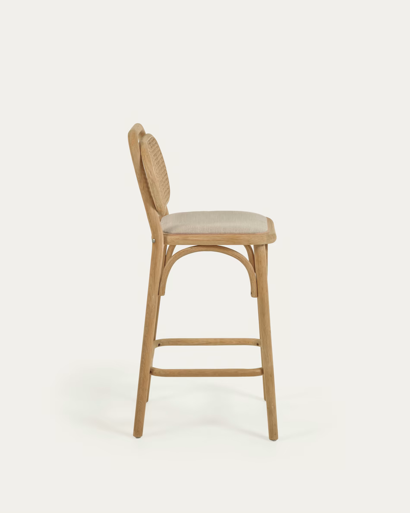 DORIANE Visoka stolica od punog hrasta s prirodnom završnom obradom i tapeciranim sjedalom