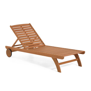 BELIA Solid eucalyptus wood outdoor sun lounger, 100% FSC