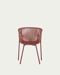 YANET Terracotta rope chair with galvanised steel legs