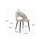 MAEL Beige chenille chair with steel legs with black finish