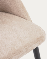 MAEL Beige chenille chair with steel legs with black finish