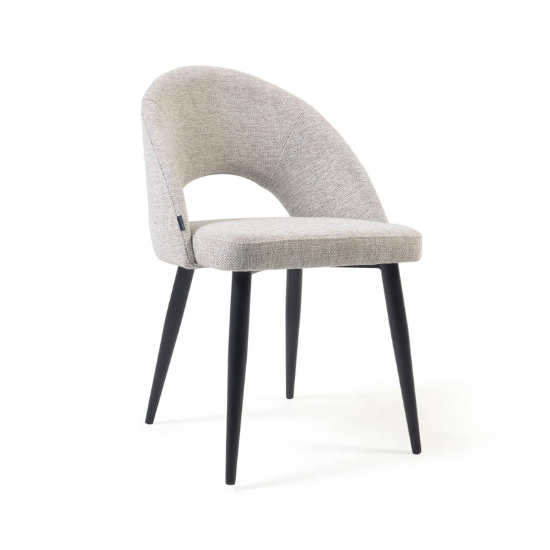 MAEL Beige chair with steel legs with black finish