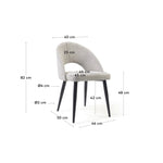 MAEL Beige chair with steel legs with black finish