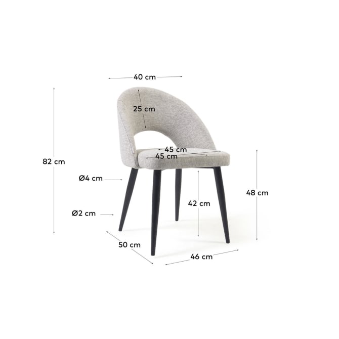 MAEL Beige chair with steel legs with black finish