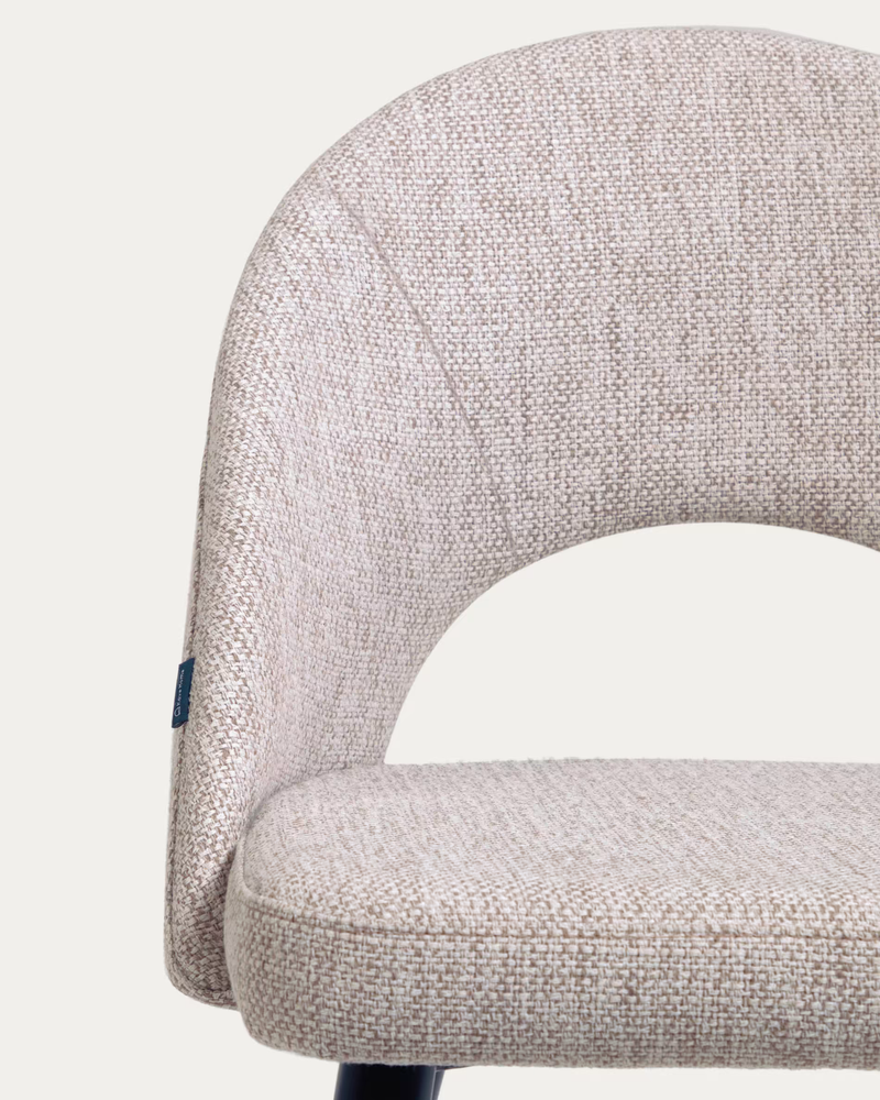 MAEL Beige chair with steel legs with black finish