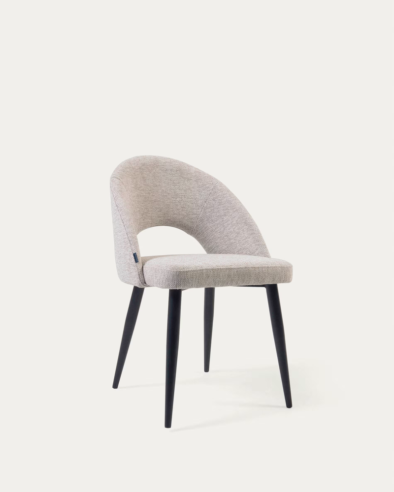 MAEL Beige chair with steel legs with black finish