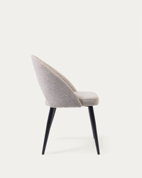 MAEL Beige chair with steel legs with black finish