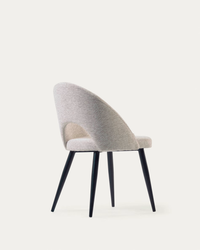 MAEL Beige chair with steel legs with black finish