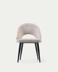 MAEL Beige chair with steel legs with black finish