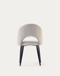 MAEL Beige chair with steel legs with black finish