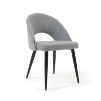 MAEL Grey chair with steel legs with black finish