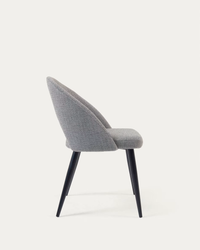 MAEL Grey chair with steel legs with black finish